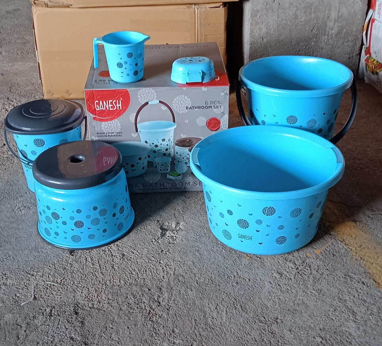 8711 PLASTIC BATHROOM ACCESSORIES SET 6 PCS BATH SET BATHROOM BUCKET WITH DUSTBIN MUG, STOOL, SOAP CASE,TUB DeoDap 8711 PLASTIC BATHROOM ACCESSORIES SET 6 PCS BATH SET BATHROOM BUCKET WITH DUSTBIN MUG, STOOL, SOAP CASE,TUB DeoDap